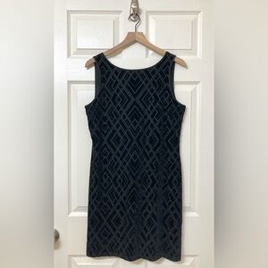 WHBM Black Velvet Burnout Sleeveless A-line Mini Dress MED Party Valentine’s Day